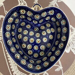Polish Pottery Heart Shaped Bowl